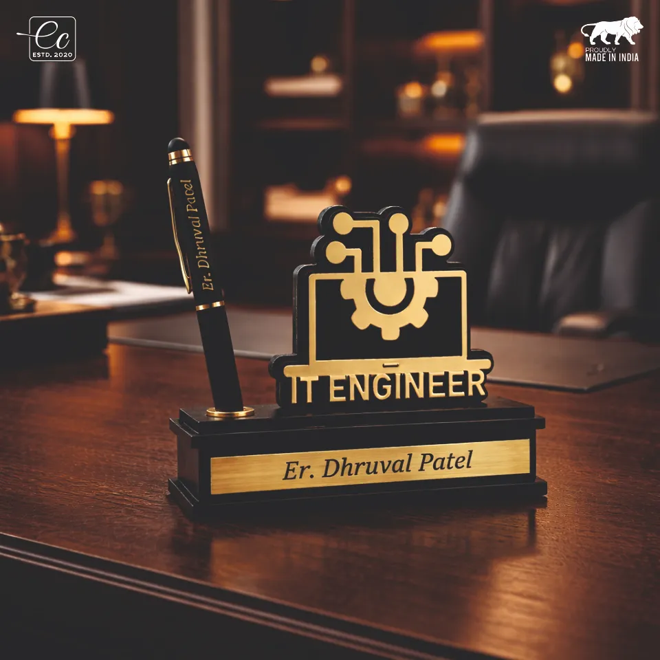 Premium IT Engineer / Graphics Designer Theme Desk Organizer with Name & Pen Holder – Personalized